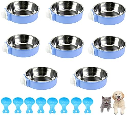 8 pakiranja zdjela za pse u plavom sanduku plastična zdjela i zdjela od nehrđajućeg čelika odvojiva viseća hranilica za hranu i vodu