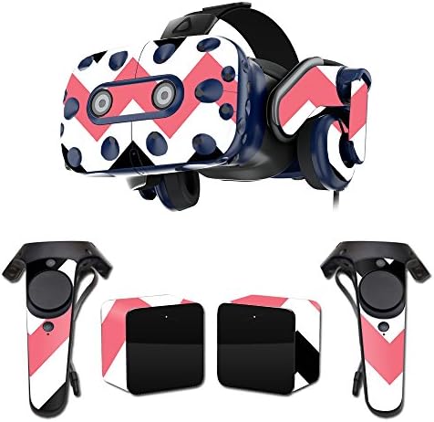 MogrySkins koža kompatibilna s HTC Vive Pro VR slušalicama - Black Pink Chevron | Zaštitni, izdržljivi i jedinstveni poklopac omota