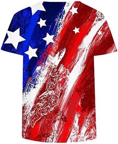 Zapadne košulje za žene američke zastave tiskani vrhovi v vrata kratki rukavi majica 4. srpnja bluze neovisnosti