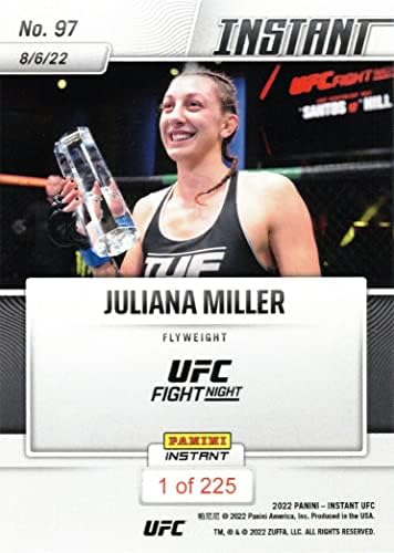 2022 Panini Instant UFC 97 Juliana Miller Rookie Card - samo 225 Made!