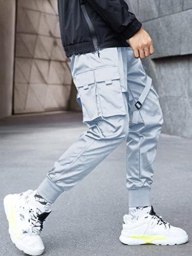 Aelfiric Eden Mens Joggers hlače duge višestruke džepove na otvorenom modno casual jogging cool hlače s crtanjem