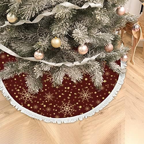 Xollar Xmas suknje suknje velike 48 Zlatno crvena Xmas snježna pahuljica, unutarnji vanjski božićni ukrasi stablo stablo za zimsku
