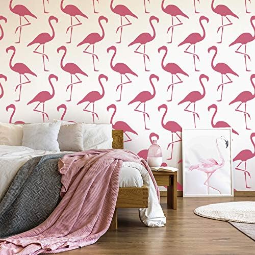 Plastični zidni šablon za višekratnu upotrebu-59 I. 95 cm / 23 I. 37 - životinja flamingo, tropska ptica-veliki predložak za crtanje