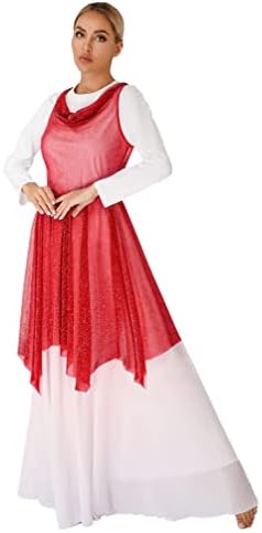 Easyforever ženske drapirane vrat vidi kroz sjajnu mrežicu pohvale plesnu tuniku asimetričnu prekrivačku haljinu
