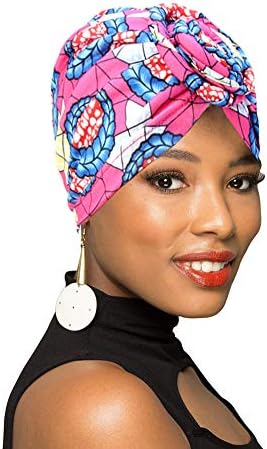 1Pack/2packs/4Packs Žene turban afrički uzorak čvor glava glava Beanie unaprijed vezana kaputa za gubitak kose kapu