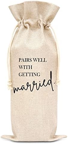 Dobro se slaže s vrećicama za vino za vjenčanje-pamučna lanena Poklon vrećica za vino s vezicom, zaručnički poklon za parove, vjenčani