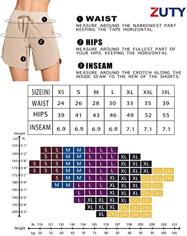 Zuty 7 Atletske kratke hlače s visokim strukom za žene koje trče duge kratke hlače s 3 džepa s patentnim zatvaračem