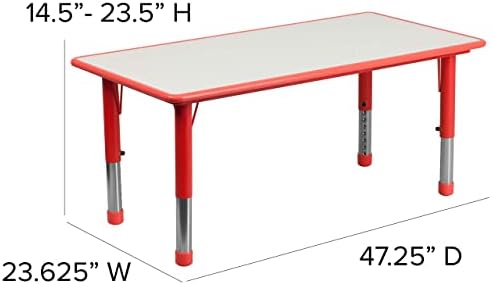 23,625 Sh 57,25 D pravokutni radni stol od crvene plastike s podesivom visinom i sivom pločom