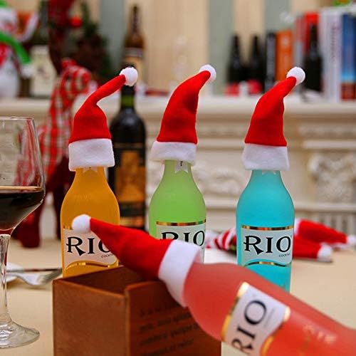 Božićni Šeširi Djeda Mraza držači za srebrni pribor-Pribor za ukrašavanje božićnog blagdanskog stola, za slatkiše, bocu crnog vina,