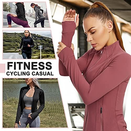 Treninggirl ženska sportska jakna puna jakna s patentnim zatvaračem vitka jakna s dugim rukavima joga jakna s rupama s palcem