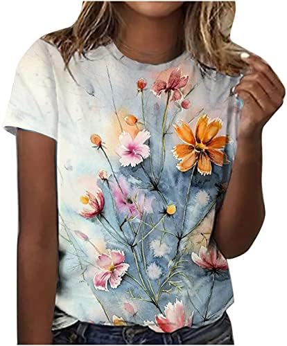 2023. modne ženske slatke grafičke majice Creveck Crewneck kratki rukavi casual cvjetni tinejdžeri vrhovi