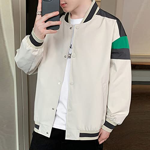 MAIYIFU-GJ Muška vintage jakna s jaknom Lagana patchwork casual bejzbol jakna Slim Fit Bomber kaput Street odjeća