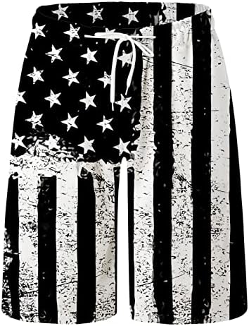 BEUU MENS PAPOTSKI PUSIJSKI PUMINE, 4. srpnja američke zastave tiskane plaže kratke hlače ljetne dane za neovisnost kratke hlače