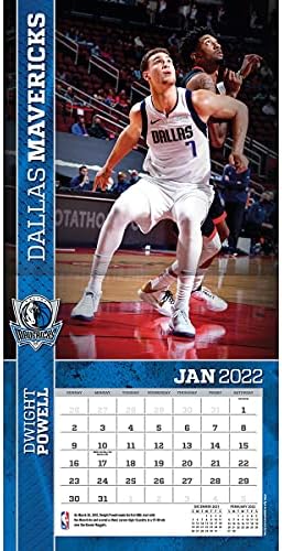 Turner Sports Dallas Mavericks 2022 12x12 zidni kalendar tima