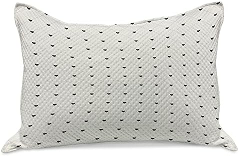 Ambasonne Sažetak Pleteni prekrivač jastuka, moderna ilustracija srca i dijagonalno raspoređenih isprekidanih kvadrata, standardni