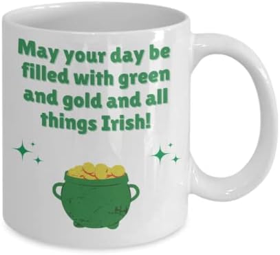 Šalica za kavu svetog Patrika - šalica za kavu - Irska šalica za kavu Deluxe dvostrana šalica Neka vaš dan bude napunjen zelenim i