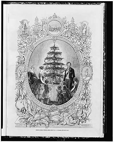 PovijesnaFindings Foto: Fotografija božićnog drvca, dvorca Windsor, 1848, obitelj, zimske scene, London, Engleska