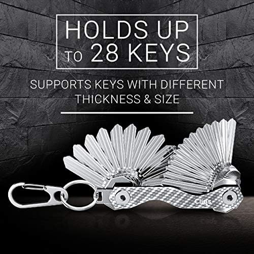Privjesci za ključeve-izrađen od ugljičnih vlakana i nehrđajućeg čelika-džepni organizator s 28 ključeva - lagan, izdržljiv uključuje