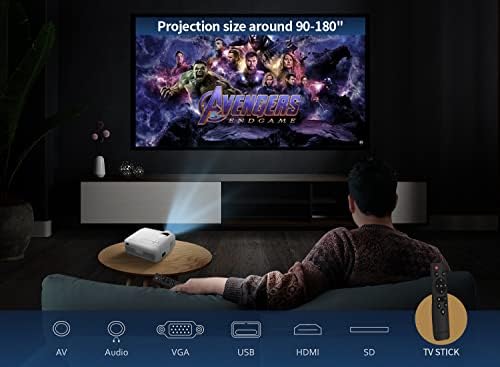 Sainyer WiFi projektor s 200 ANSI Lumens i Full HD 1080P projektor kućnog kina, 200 , prijenosni projektor kompatibilan s iOS/Android