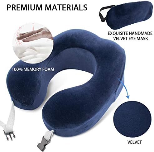 WO Yuan Putni jastuk- čista memorija pjena jastuk za vrat, udoban i prozračni poklopac, komplet za putovanja zrakoplova s ​​3D