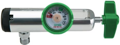 Regulator kisika Standardni body-CGA870, visoki protok 0-40 LPM DISS Outlet sa zaštitnikom mjerača zelene boje i ručicom za majice