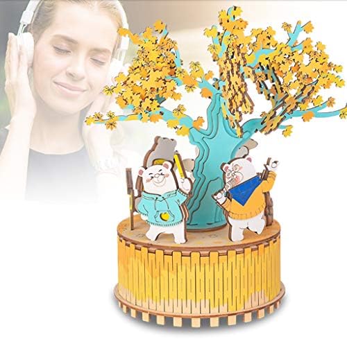 Xiaoqiu mala javorova drvena glazbena kutija DIY ručno izrađena zagonetna sklop rotirajuća baza glazbena kutija kompatibilna s poklonima