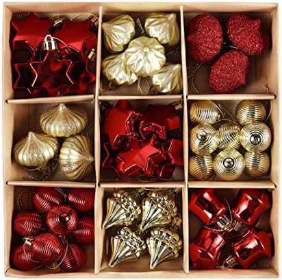 Wwwfzs božićne kuglice45pcs božićni privjesci ukrasi 30-50 mm crveno zlato viseće božićno drvce boro konus bauble lopta za ukrase za