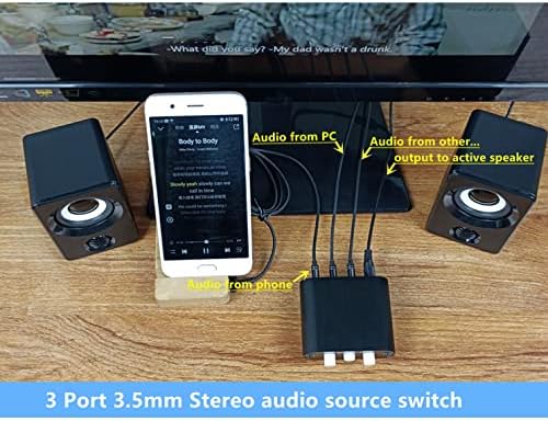 LMMDDP 3 kanal 3,5 mm Aux Stereo Audio Switch Switch, 3 u 1 izlaz ulaznog prekidača za odabir zvučnika slušalica za slušalice