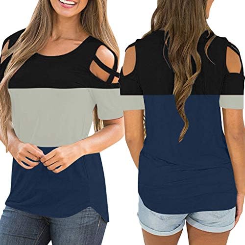 Topunder 2018 Ženske ljetne bluze kratke rukave vrhove Strappy Hladne majice