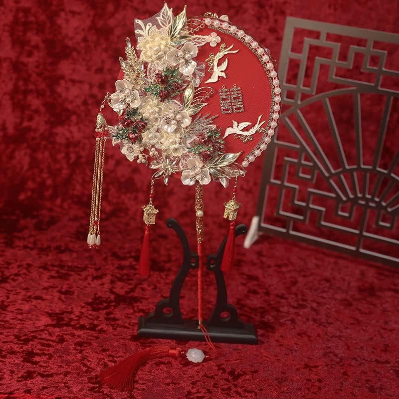 Sxds vintage kineski dekativne vjenčane obožavatelji tradicionalni obožavatelji hand ručni fanovi crveni tasp šuplje mladenke obožavatelji