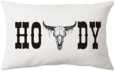 Safito Howdy krava lubanja ukrasni jastuk za bacanje jastuka 12 × 20 inča, retro kaubojski dekor, jastučni jastuk za kravlje bikove