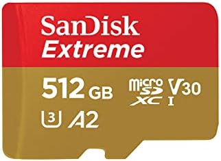 Sandisk 512GB Ekstremna microsdxc UHS-I memorijska kartica s adapterom-do 190MB/s, C10, U3, V30, 4K, 5K, A2, Micro SD kartica-SDSQXAV-512G-GN6MA