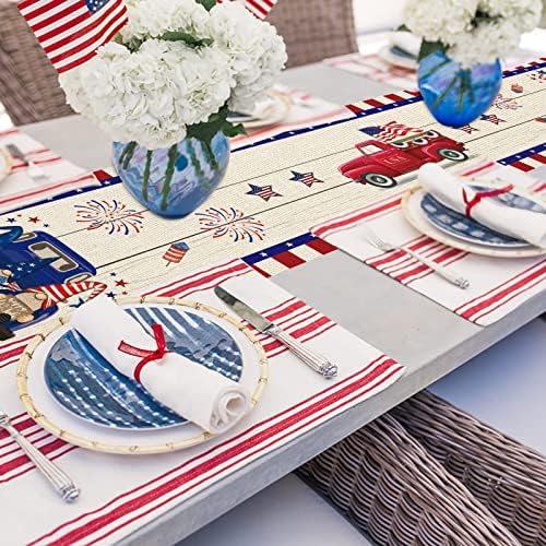 4. srpnja trkač stola, američka zastava 4. srpnja trkači stola 72 centimetara dugački patriotski ukras za kućnu kuhinjsku blagovaonicu,
