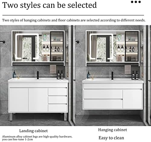 YZJJ kupaonica ispraznost sudoper s ormarićima i ogledalom, moderni zidni ormar za zid od zida, keramički samostojeći pomoćni za pranje