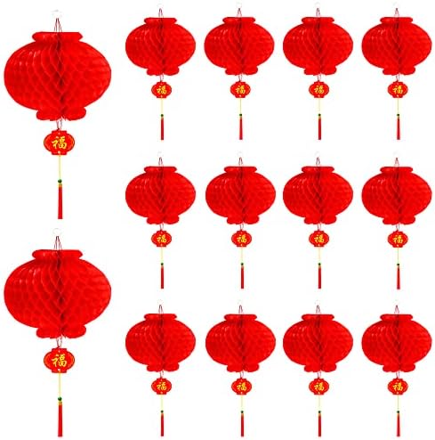 30pack Viseće kineske novogodišnje crvene papirne lampione, 10 -inčni festival proslava ukrasa lampiona za opskrbu kineskom lunarnom