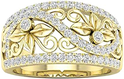 Vjenčani i zaručnički prstenovi dame šuplje prsten poklon cvijet dijamant za odmor elektroplesa vintage list prstenovi