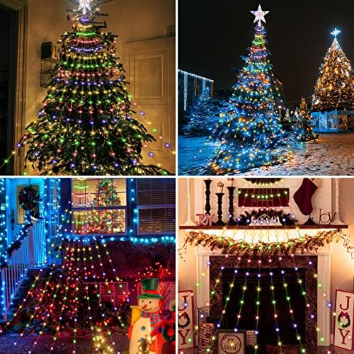 Solarna vanjska 216 LED lampica, popločana vodootporna ukrasna božićno drvce, slapovi božićna svjetla, svjetla za krijesnice, s 8 načina
