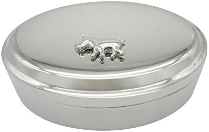 Sjajni srebrni tonirani nosorog privjeska ovalni sitnicu kutija nakita
