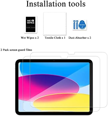 Arisase 9H Tvrdoća kalem staklena zaslon za iPad 10. generacija 10.9-inča 2022 objavljena, jasan film za iPad 10.9, anti-prsten i otporan