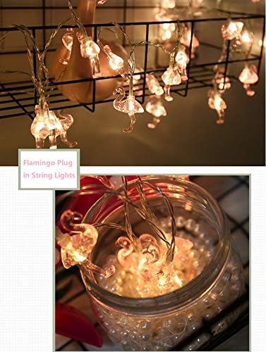 Merdeco Flamingo String Svjetla, utikač u gudačkim svjetlima 16ft 50 LED ukrasna svjetla za zabavu/rođendan/vjenčanje/božićni zatvoreni