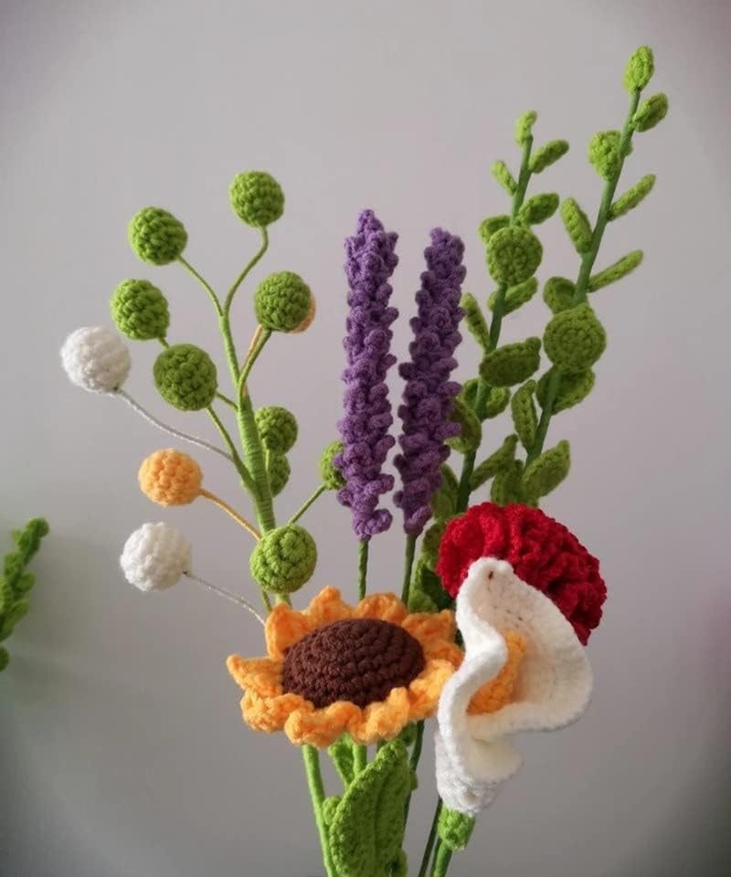 2pcs / lot pređa ručno kukičane bobice umjetno cvijeće buket za vjenčanje ukras