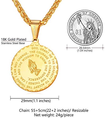 U7 Biblijska stihova ogrlica Kršćanski nakit 18K Zlatni pozlaćeni/nehrđajući čelik molitveni molitveni molitveni molitveni privjesak