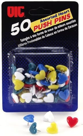 Službeni odsječak 50 pakiranja gurnih igle, oblik srca, razne boje