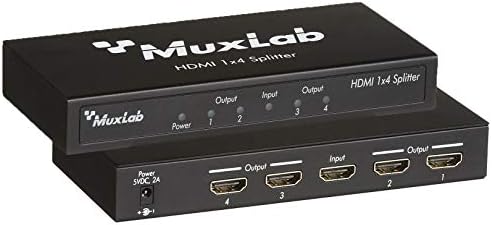 Muxlab 1x4 HDMI razdjelnik 1 u 4 out, podržava 3d 4K @ 30Hz Full HD 1080P @ 60Hz za Xbox PS4 PS3 Fire Stick Roku Blu-ray Player Apple