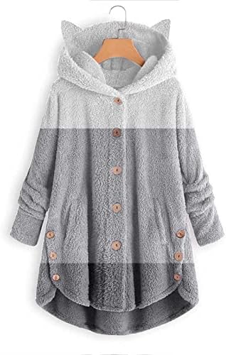 Jakna od fleka u boji za žene pulover kapuljača dukvica mačje uho džep solidna topla zima predimenziona
