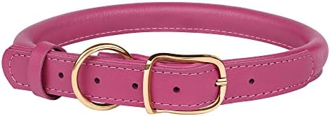 Murom valjana kožna ogrlica za pse izdržljive okrugle konop za kućne ogrlice za male srednje velike pse štene Pink Pink ljubičasto