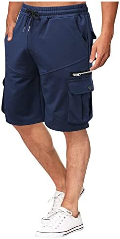 Dudubaby muški elastični struk kratke hlače ljetne kratke hlače labave ležerne hlače s više džepova s ​​više džepova ukidanja kratkih