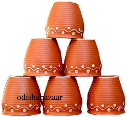 Odishabazaar Ceramic 6 PC Kulhar Kulhad šalice Tradicionalni indijski čaj za čaj od 12 veleprodajnih lota