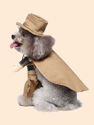 Qwinee kaubojski pas kostim s šeširima praznični Halloween božićni kostim pseća odjeća za štene mačiće mačka mačka mali psi kaki m