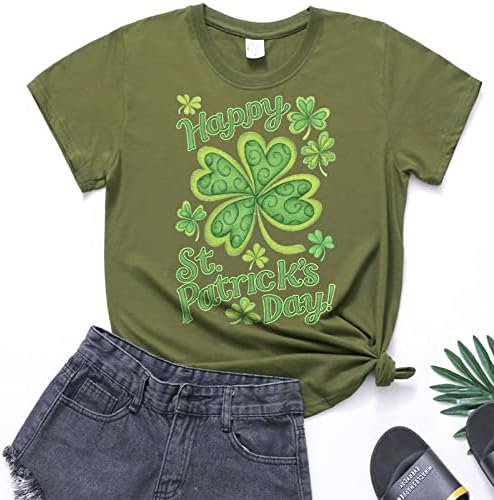 St.Patrick's Day majica za žene Shamrock košulje o vratu kratki rukavi vrhovi bluza djetelina Print labave majice majice